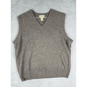 L.L. Bean Lambswool Sweater Vest Made Scotland V-Neck Sleeveless Brown Men's L